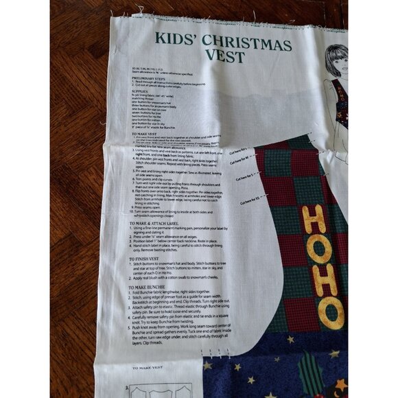 Kids' Christmas Vest DreamSpinners Fabric Panel Pattern Cut & Sew Size XS -L - Picture 2 of 7